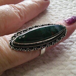 Awesome BLOODSTONE Handmade Sterling 925 Ring Size 10 #388E